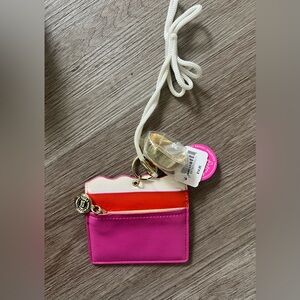 Bath & Body Works Pink and Orange Card Holder with White Lanyard